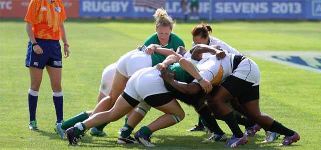 Ireland Women in action against South Africa in the RWC7s 