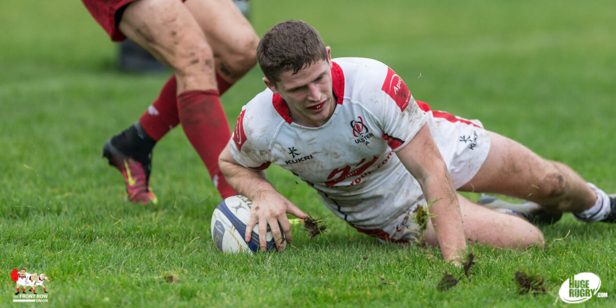 Jack Owens touches down for Ulster A against Scarlets Select