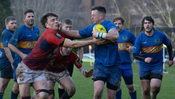 Action from the Gordon West Plate match between Civil Service and BHSFP on Saturday 6 January 2023. © FRU SPORTS 2023.