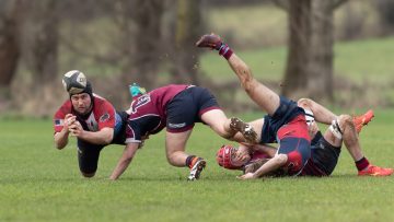 Action from the Forster Cup match between Academy II and Belfast Harlequins III on Saturday 27 January 2024. Photo: John McMurtry. © FRU SPORTS 2024.