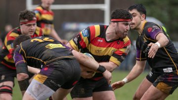 Action from the Junior Shield match between Instonians II and Lurgan on Saturday 10 February 2024. Photo: John McMurtry. © FRU SPORTS 2024.