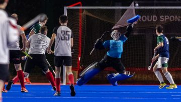 Action from the Premier League match between Queen's University and Raphoe on Tuesday 13 February 2024. Photo: John McMurtry. © FRU SPORTS 2024.