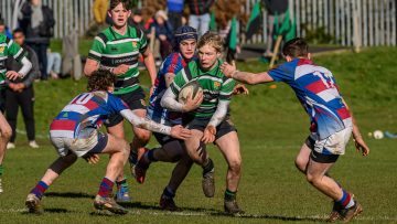 Action from the Medallion Shield match between Dalriada and Sullivan Upper on Saturday 24 February 2024. Photo: Cyril Boyd. © FRU SPORTS 2024.