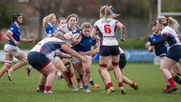 Action from the Junior Cup match between Malone and Queen's University on Sunday 17 March 2023. Photo: John McMurtry. © FRU SPORTS 2023.