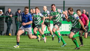 Action from the match between Queen's University and Naas on Saturday 30 March 2024. Photo: Cyril Boyd. © FRU SPORTS 2024.