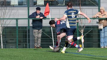 Action from the match between Belfast Harlequins and Dolphin on Saturday 30 March 2024. © FRU SPORTS 2024.