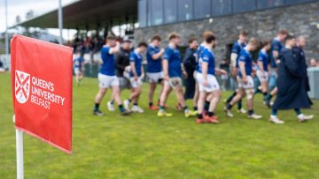 Action from the match between Queen's University and MU Barnhall on Saturday 27 April 2024. © FRU SPORTS 2024.