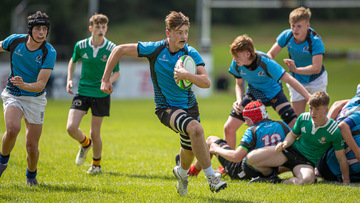 Action from the U16 Friendly match between Ulster and Leinster North on Friday 9 August 2024. Photo: John McMurtry. © FRU SPORTS 2024.