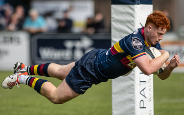 Action from the Ulster Premiership 1B match between Banbridge and Instonians on Saturday 24 August 2024. Photo: John McMurtry. © FRU SPORTS 2024.