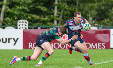 Action from the match between Belfast Harlequins and Clogher Valley on Wednesday 23 August 2023. Photo: Cyril Boyd. © FRU SPORTS 2023.