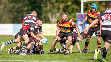 Action from the Championship 1 match between Cooke and Lurgan on Saturday 7 September 2024. Photo: John McMurtry. © FRU SPORTS 2024.