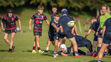 Action from the match between Larne Grammar and Methodist College on Saturday 7 September 2024. Photo: John McMurtry. © FRU SPORTS 2024.