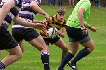 Action from the Senior Friendly match between Royal Belfast Academical Institution and Terenure College on Saturday 28 September 2024. Photo: John McMurtry. © FRU SPORTS 2024.