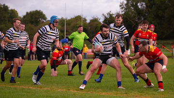 Action from the Junior Shield match between Ballyclare II and CIYMS on Saturday 28 September 2024. © FRU SPORTS 2024.