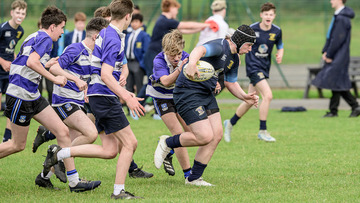 Action from the Schools U16 Trophy match between Antrim Grammar and Our Lady's and St Pats on Thursday 3 October 2024. Photo: Cyril Boyd. © FRU SPORTS 2024.