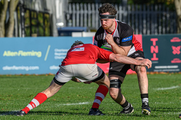 Action from the Championship 1 match between Cooke and Randalstown on Saturday 12 October 2024. Photo: Cyril Boyd. © FRU SPORTS 2024.