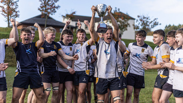 Action from the Schools U16 Trophy Final match between Antrim Grammar and Omagh Academy on Saturday 19 October 2024. Photo: John McMurtry. © FRU SPORTS 2024.