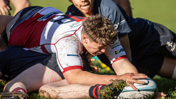 Action from the Schools Cup match between Ballyclare High and Lurgan College on Saturday 26 October 2024. Photo: John McMurtry. © FRU SPORTS 2024.