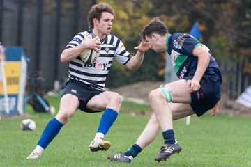 Action from the Championship 2 match between CIYMS and Monaghan on Saturday 9 November 2024. © FRU SPORTS 2024.