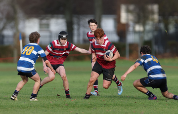 Action from the Medallion Shield match between Limavady Grammar and Royal School Armagh on Saturday 30 November 2024. © FRU SPORTS 2024.