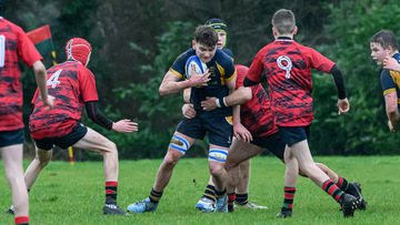 Action from the Medallion Shield match between Cambridge House and Omagh Academy on Saturday 14 December 2024. Photo: Cyril Boyd. © FRU SPORTS 2024.