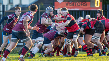 Action from the Championship 2 match between Carrick and Academy on Saturday 21 December 2024. Photo: John McMurtry. © FRU SPORTS 2024.