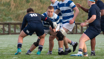 Action from the Irish Schools Friendly match between Methodist College and Blackrock College on Saturday 4 January 2025. © FRU SPORTS 2025.