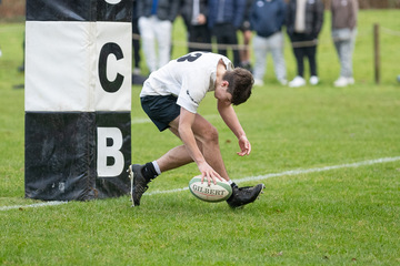 Action from the Medallion Shield match between Campbell college and Belfast Royal Academy on Saturday 18 January 2025. © FRU SPORTS 2025.