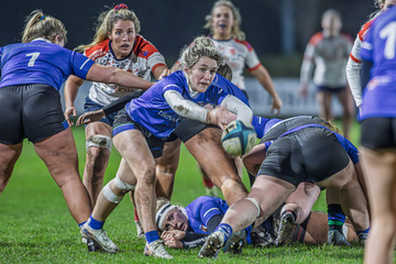 Action from the match between Malone and Queen's University on Wednesday 12 February 2025. Photo: John McMurtry. © FRU SPORTS 2025.
