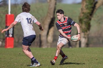 Action from the Subsidiary Shield match between Banbridge Academy and Methodist College on Saturday 22 February 2025. Photo: John McMurtry. © FRU SPORTS 2025.