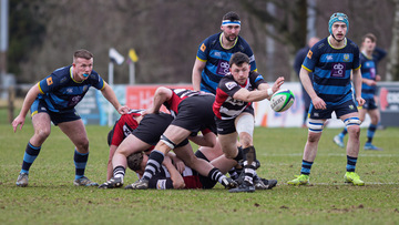 Action from the Championship 1 match between Cooke and Dromore on Saturday 1 March 2025. Photo: John McMurtry. © FRU SPORTS 2025.