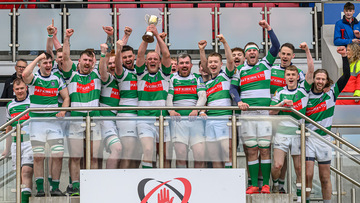 Action from the Gordon West Cup Final match between Omagh Academicals 2XV and Donaghadee on Saturday 15 March 2025. Photo: Cyril Boyd. © FRU SPORTS 2025.