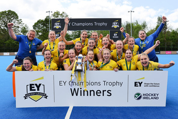 Action from the Champions Trophy match between Railway Union and Loreto on Sunday 4 May 2025. © FRU SPORTS 2025.