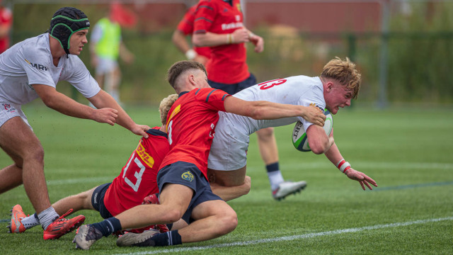 Action from the Boys U18 Clubs Interprovincial match between Ulster and Munster on Saturday 23 August 2025. Photo: John McMurtry. © FRU SPORTS 2025.