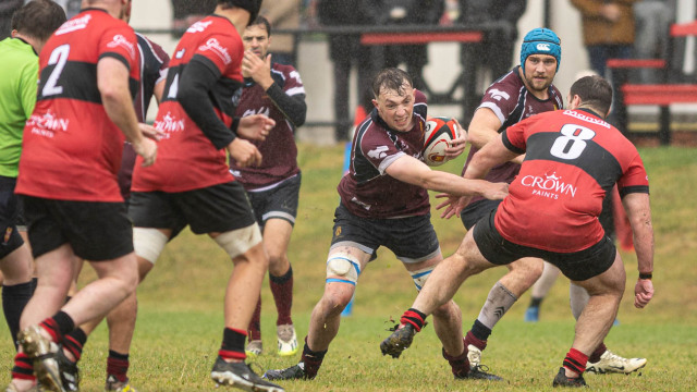 Action from the Championship 2 match between Carrickfergus and Academy on Saturday 30 August 2025. Photo: John McMurtry. © FRU SPORTS 2025.