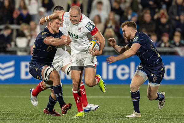 Action from the United Rugby Championship match between Ulster and Dragons on Friday 26 September 2025. Photo: Bob Given. © FRU SPORTS 2025.