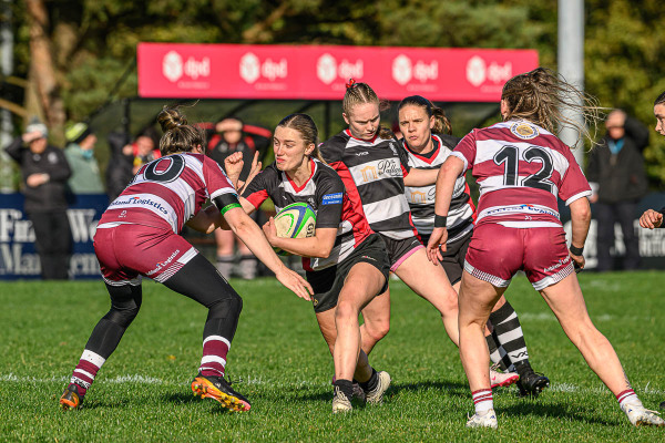 Action from the Women All Ireland League match between Cooke and Tullow on Saturday 4 October 2025. Photo: Cyril Boyd. © FRU SPORTS 2025.