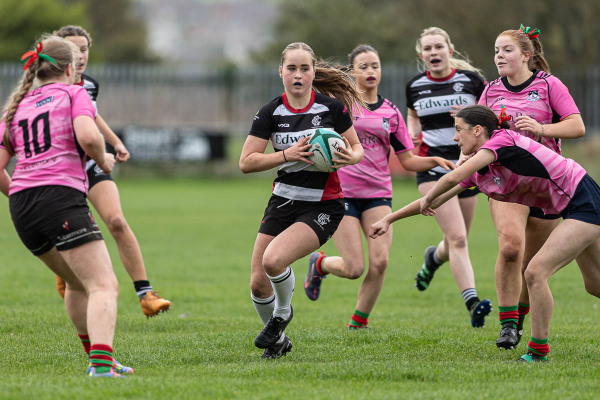 Action from the U16 Girls East match between Ards Carrick Donaghadee and Ballymena Cooke Instonians on Sunday 5 October 2025. Photo: John McMurtry. © FRU SPORTS 2025.