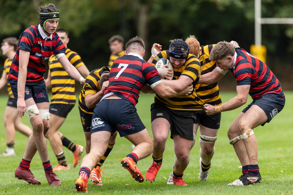 Action from the Schools Friendly match between Royal Belfast Academical Institution and Ballymena Academy on Monday 6 October 2025. Photo: Bob Given. © FRU SPORTS 2025.
