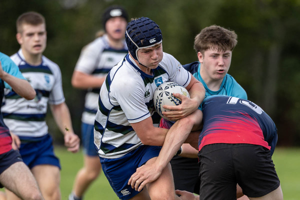 Action from the Schools Cup match between Bangor Academy and Grosvenor Grammar School on Tuesday 7 October 2025. Photo: Bob Given. © FRU SPORTS 2025.