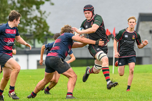 Action from the Schools Cup match between Campbridge House and Carrickfergus Grammar on Wednesday 8 October 2025. Photo: Cyril Boyd. © FRU SPORTS 2025.