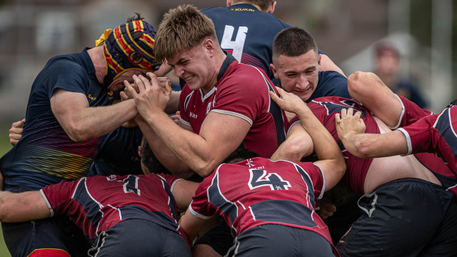 Action from the Schools Cup match between Larne Grammar and Enniskillen Royal on Saturday 11 October 2025. Photo: John McMurtry. © FRU SPORTS 2025.