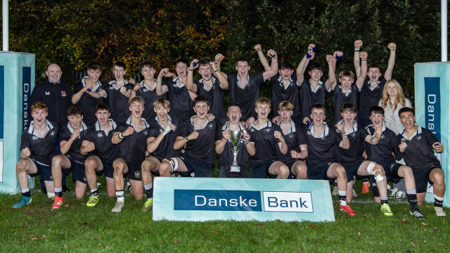 Action from the Schools Under 16 Final match between Campbell College and Sullivan Upper School on Wednesday 22 October 2025. Photo: Bob Given. © FRU SPORTS 2025.