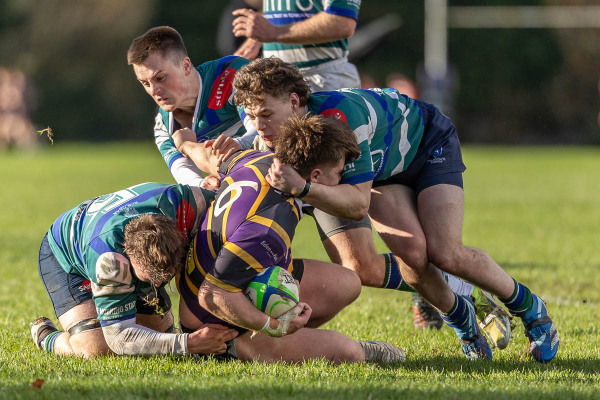 Action from the Towns Cup match between Instonians II and Grosvenor on Saturday 25 October 2025. Photo: Bob Given. © FRU SPORTS 2025.