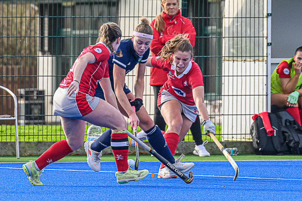 Action from the All Ireland Hockey League match between Pegasus and UCD on Sunday 2 November 2025. Photo: Cyril Boyd. © FRU SPORTS 2025.