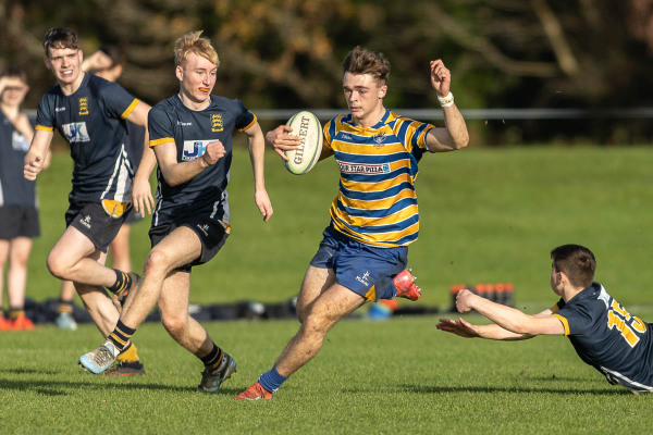 Action from the Schools Cup match between Belfast High and Omagh Academy on Saturday 8 November 2025. Photo: John McMurtry. © FRU SPORTS 2025.