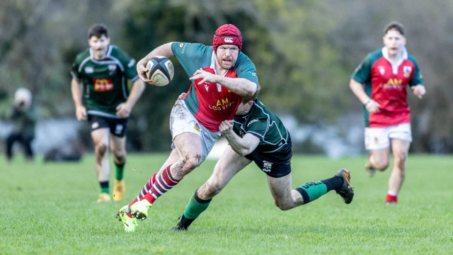 Action from the Championship 2 match between Larne and City of Derry on Saturday 8 November 2025. Photo: John McMurtry. © FRU SPORTS 2025.