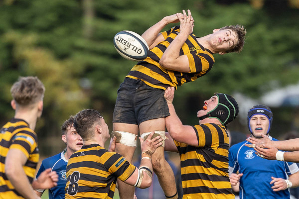 Action from the Schools Friendly match between Royal Belfast Academical Institution and St Marys on Saturday 8 November 2025. Photo: Bob Given. © FRU SPORTS 2025.