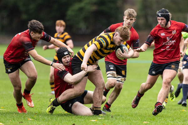 Action from the Schools Friendly match between Royal Belfast Academical Institution and Rainey Endowed on Saturday 15 November 2025. Photo: Bob Given. © FRU SPORTS 2025.