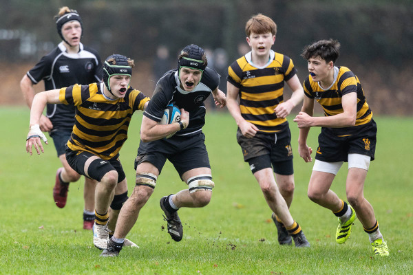 Action from the Schools Medallion Friendly match between Royal Belfast Academical Institution and Campbell College on Saturday 22 November 2025. Photo: Bob Given. © FRU SPORTS 2025.